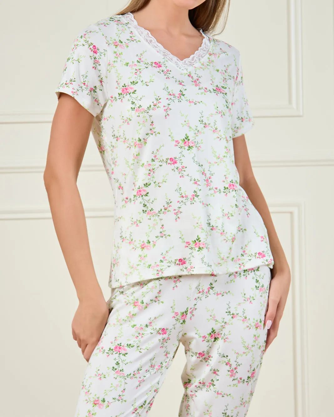 Women Ivory Printed Pyjama Set (2 Piece) sold by Redtag product image thumbnail 4