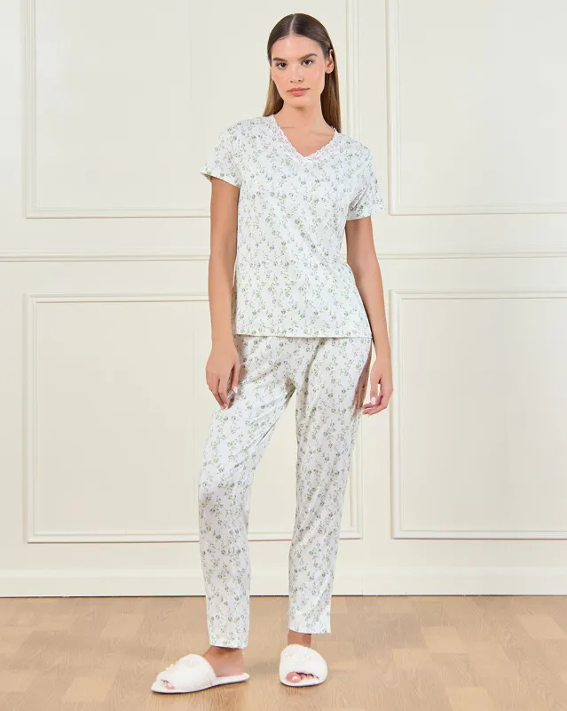 Women White Printed Pyjama Set (2 Piece) sold by Redtag