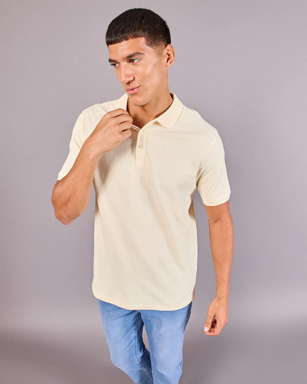 Men Ecru Basic Polo Shirt sold by Redtag product image thumbnail 5