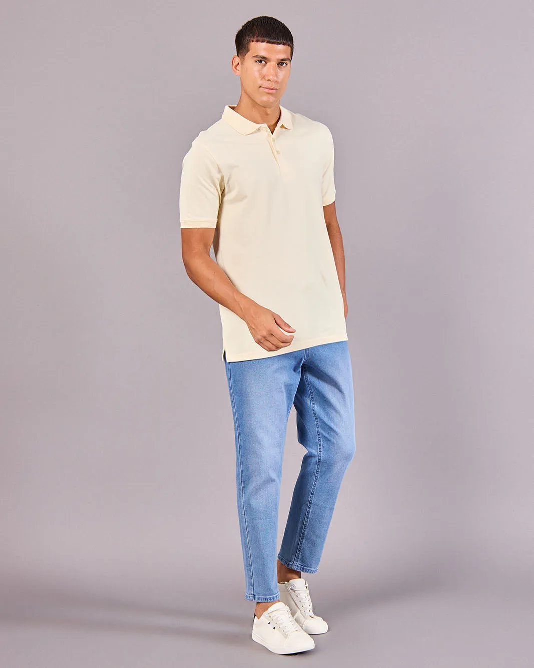Men Ecru Basic Polo Shirt sold by Redtag product image thumbnail 2