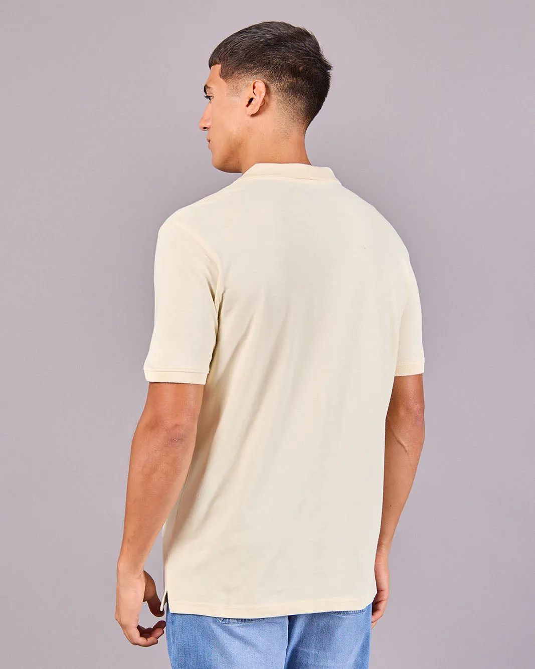 Men Ecru Basic Polo Shirt sold by Redtag product image thumbnail 3