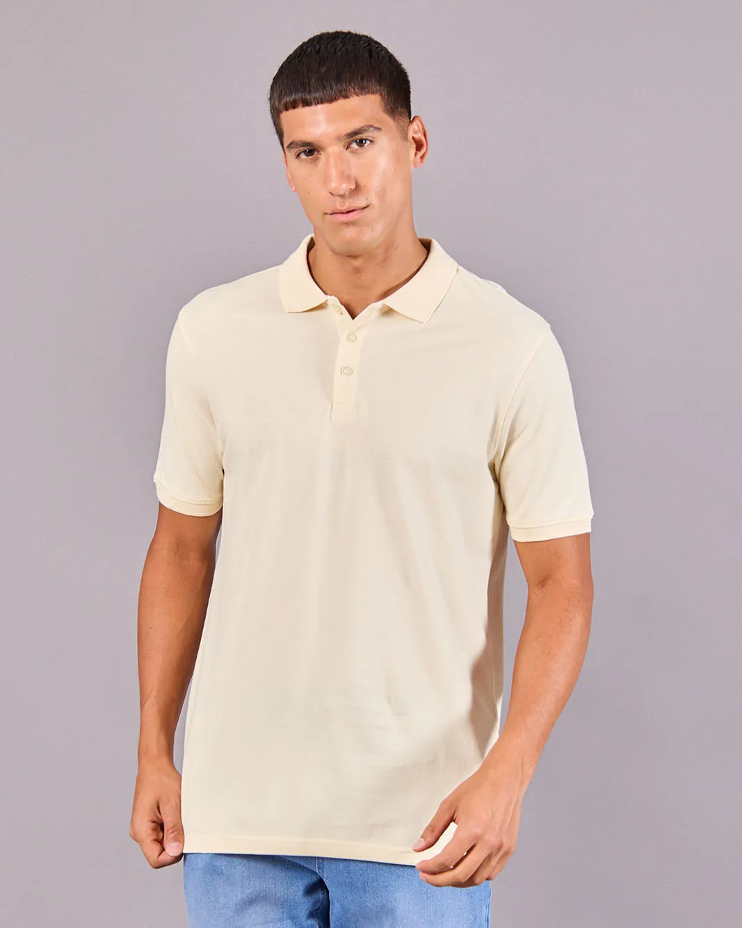 Men Ecru Basic Polo Shirt sold by Redtag