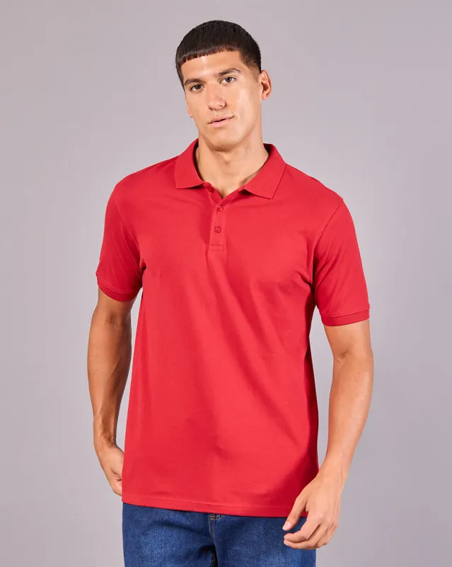 Men Red Basic Polo Shirt sold by Redtag