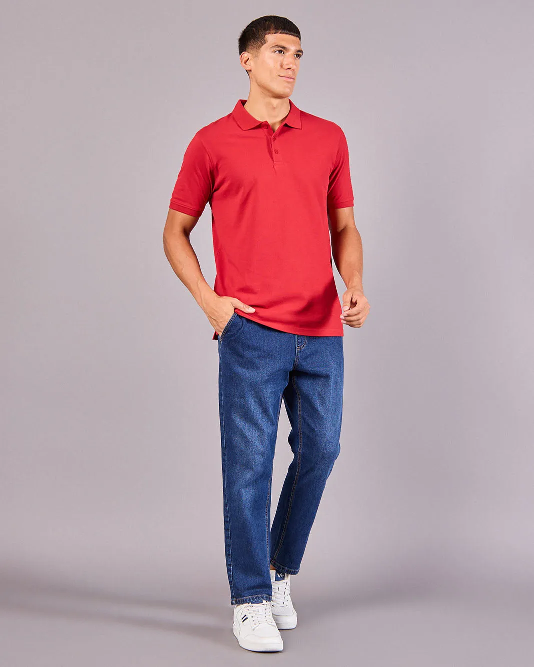 Men Red Basic Polo Shirt sold by Redtag product image thumbnail 2