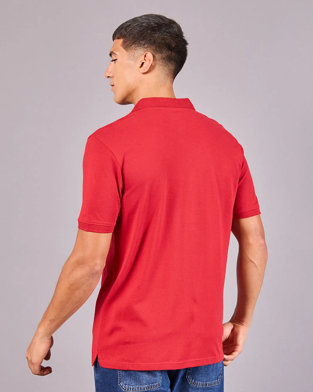 Men Red Basic Polo Shirt sold by Redtag product image thumbnail 3