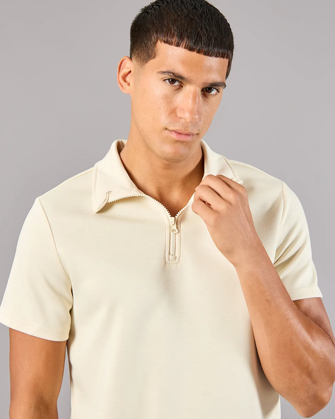 Men Cream Modal Polo Shirt sold by Redtag product image thumbnail 4