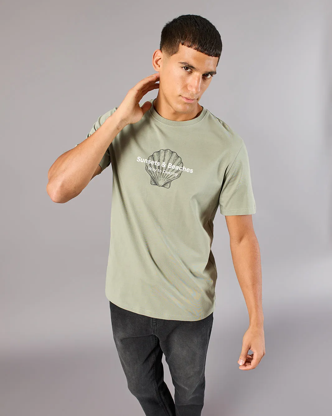 Men Green Printed Basic T-Shirt sold by Redtag product image thumbnail 5