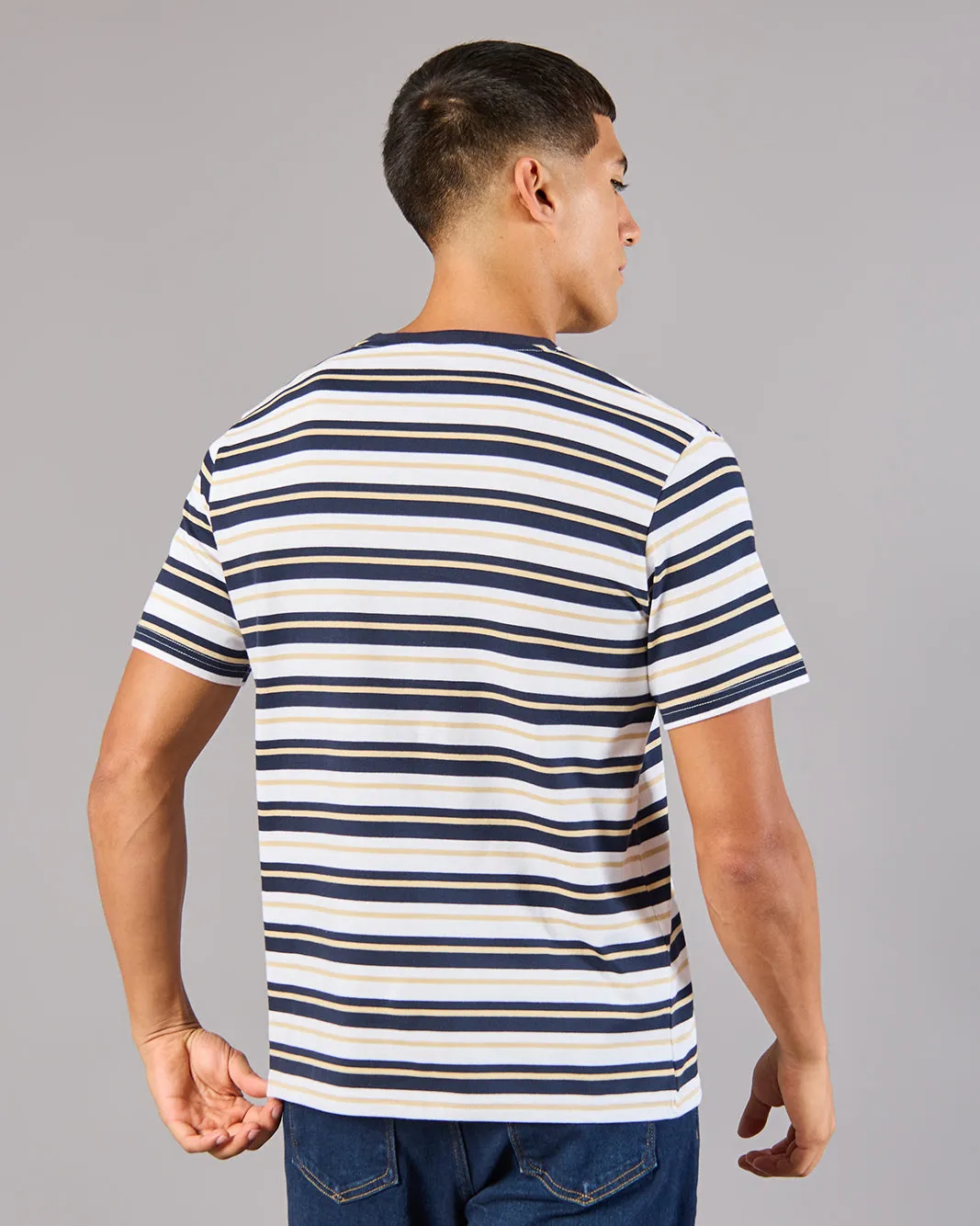 Men Multicolour Striped T-Shirt sold by Redtag product image thumbnail 3