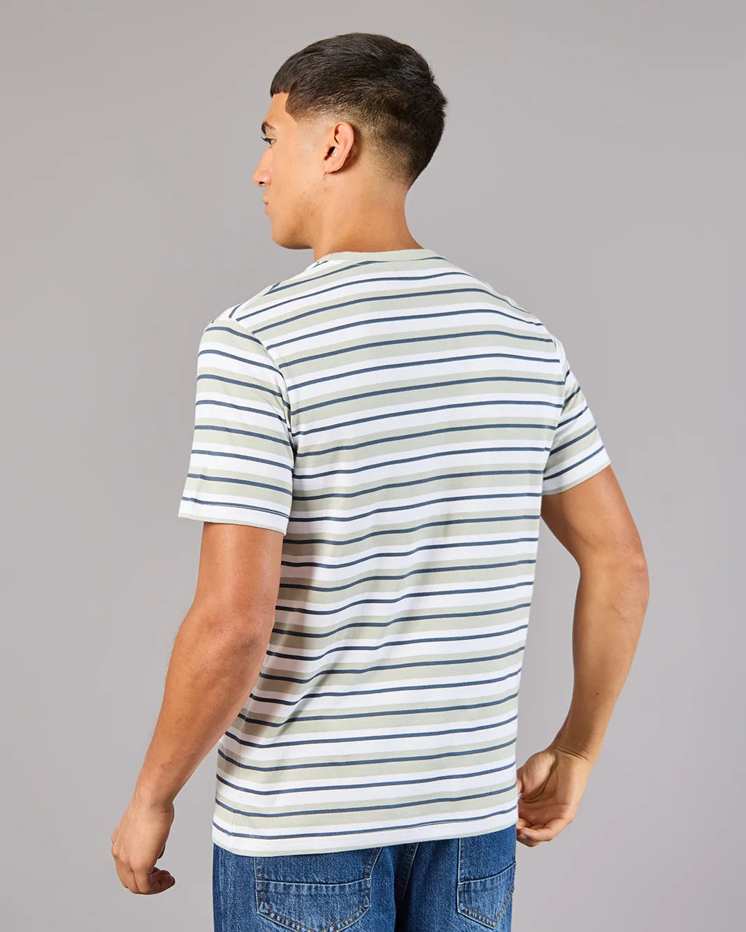 Men Multicolour Striped T-Shirt sold by Redtag product image thumbnail 3