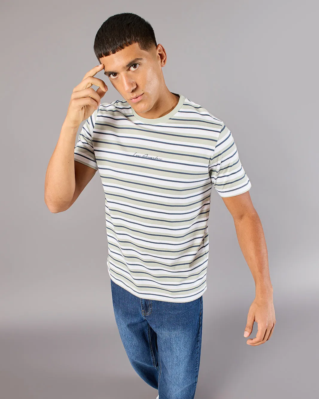 Men Multicolour Striped T-Shirt sold by Redtag product image thumbnail 5