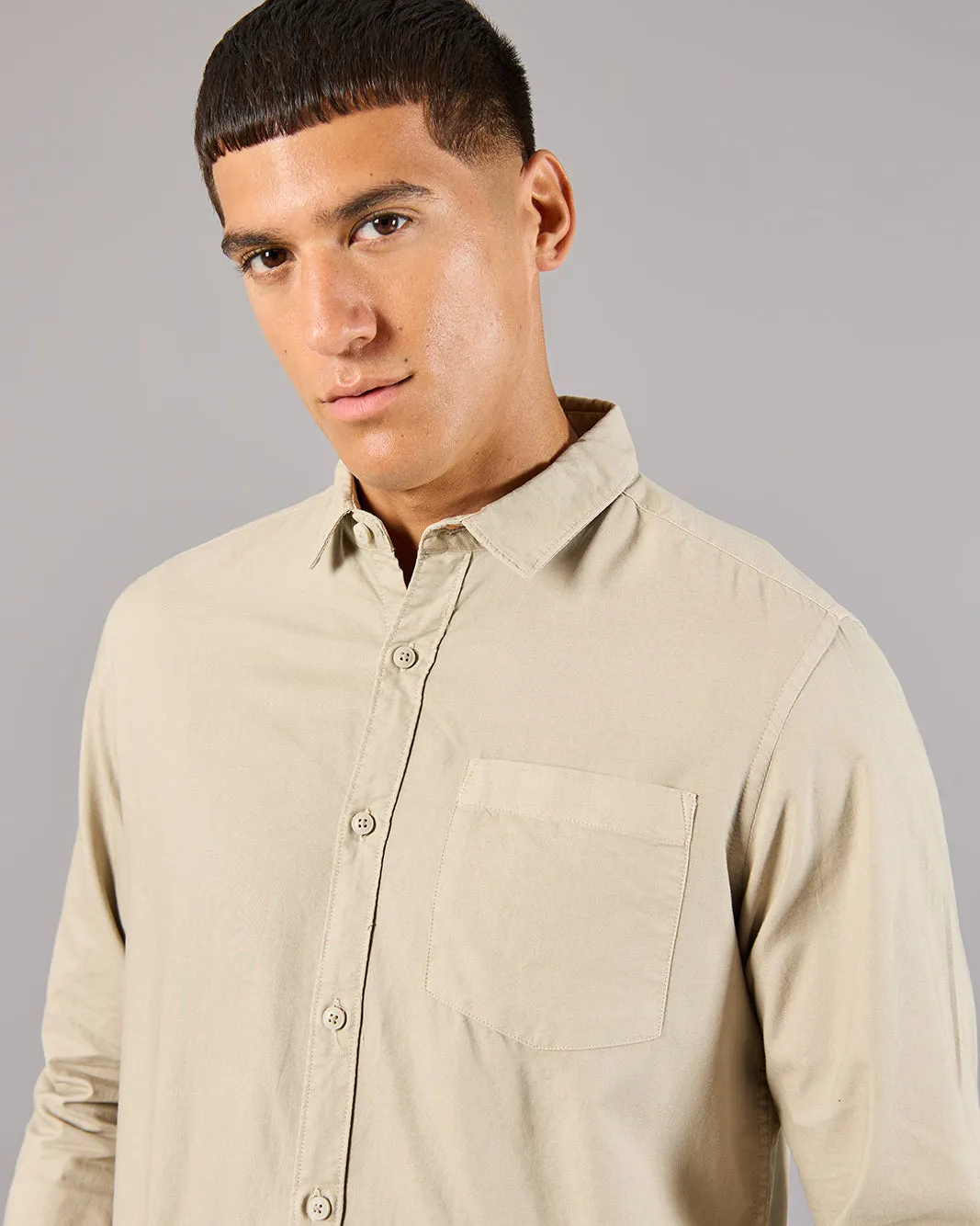 Men Beige Collared Casual Shirt sold by Redtag product image thumbnail 4