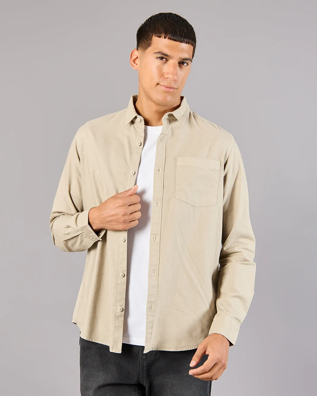 Men Beige Collared Casual Shirt sold by Redtag