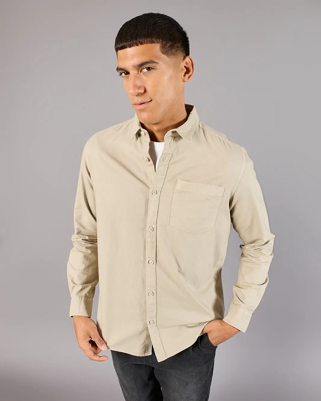 Men Beige Collared Casual Shirt sold by Redtag product image thumbnail 5
