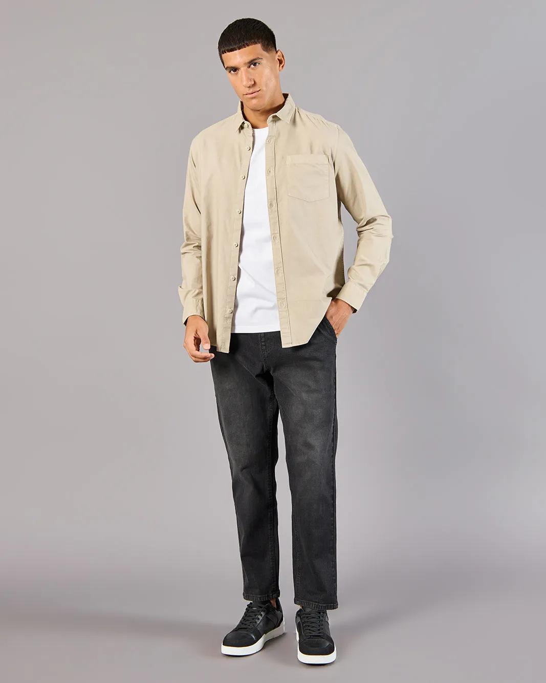 Men Beige Collared Casual Shirt sold by Redtag product image thumbnail 2
