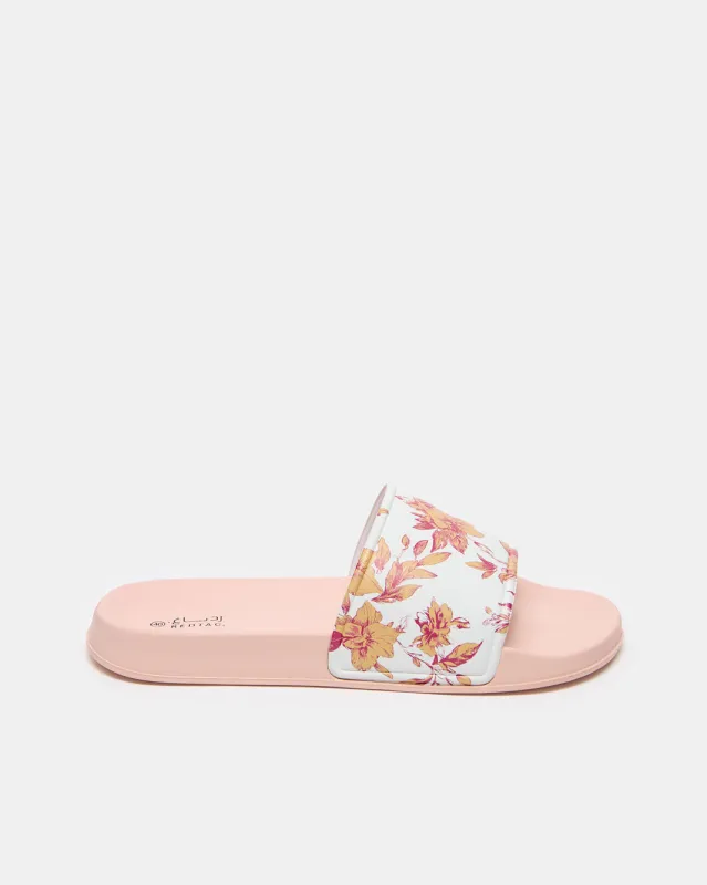Women Pink Floral Print Slide sold by Redtag