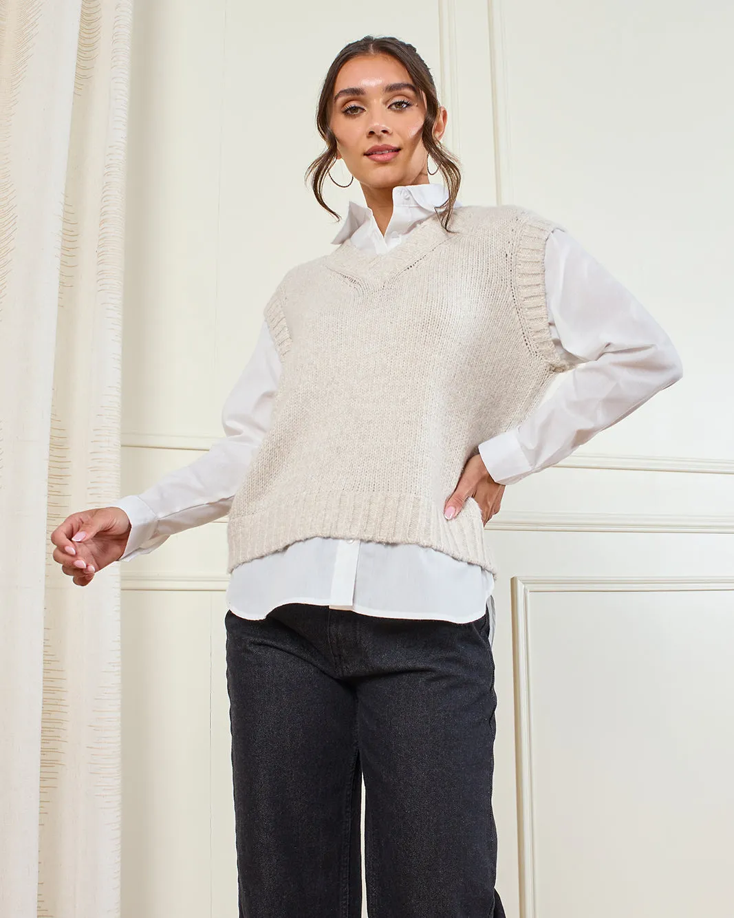 Women Beige With White Contrast Twofer sold by Redtag product image thumbnail 5