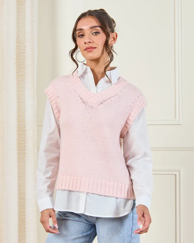 Women Pink With White Contrast Twofer sold by Redtag