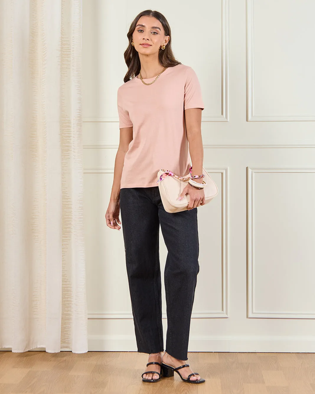 Women Pink Short Sleeve Crew Neck T-Shirt sold by Redtag product image thumbnail 2