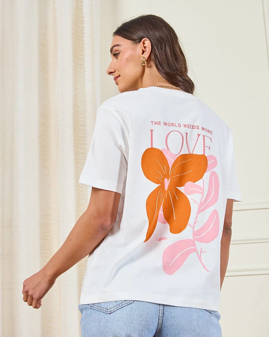 Women White Printed Oversized T-Shirt sold by Redtag