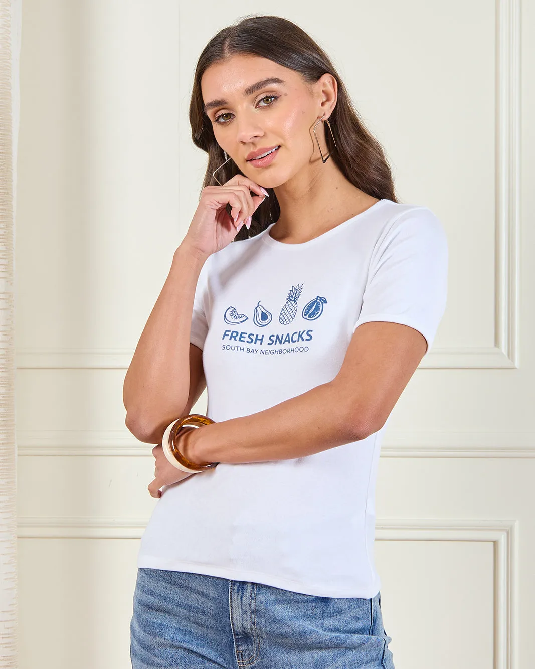 Women White Printed T-shirt sold by Redtag