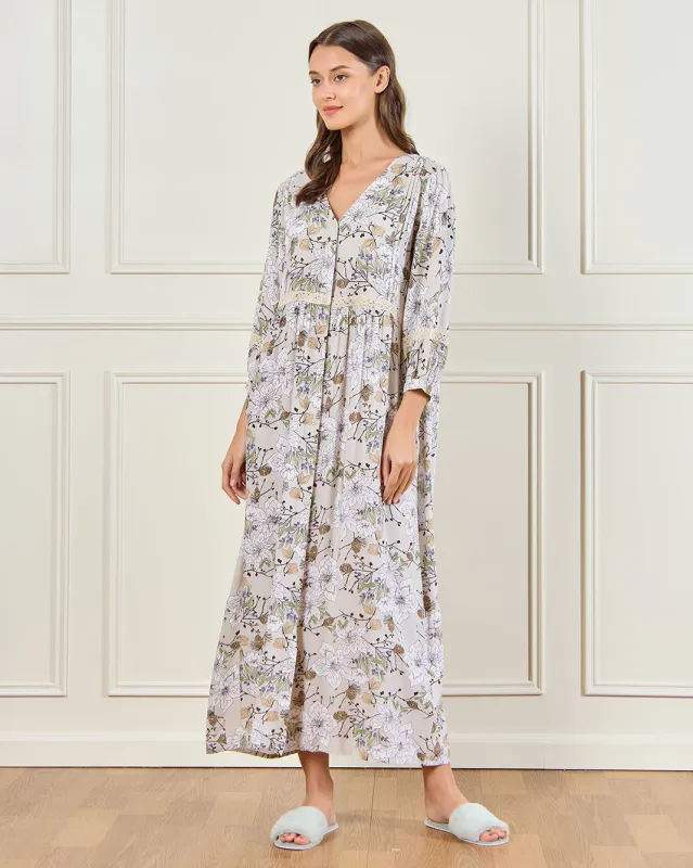 Women Grey Printed Nightgown sold by Redtag