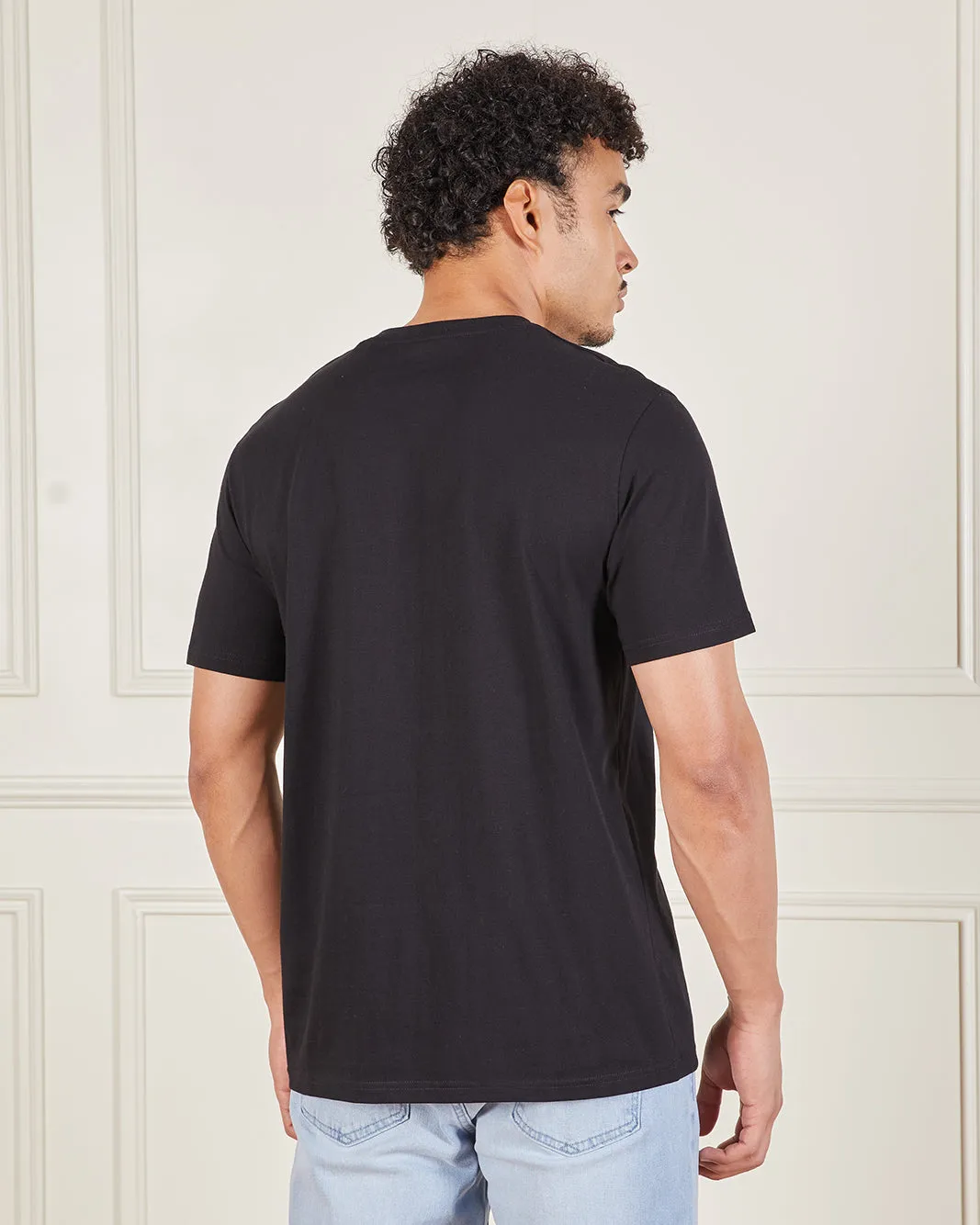 Men Black Basic Printed T-Shirt sold by Redtag product image thumbnail 3