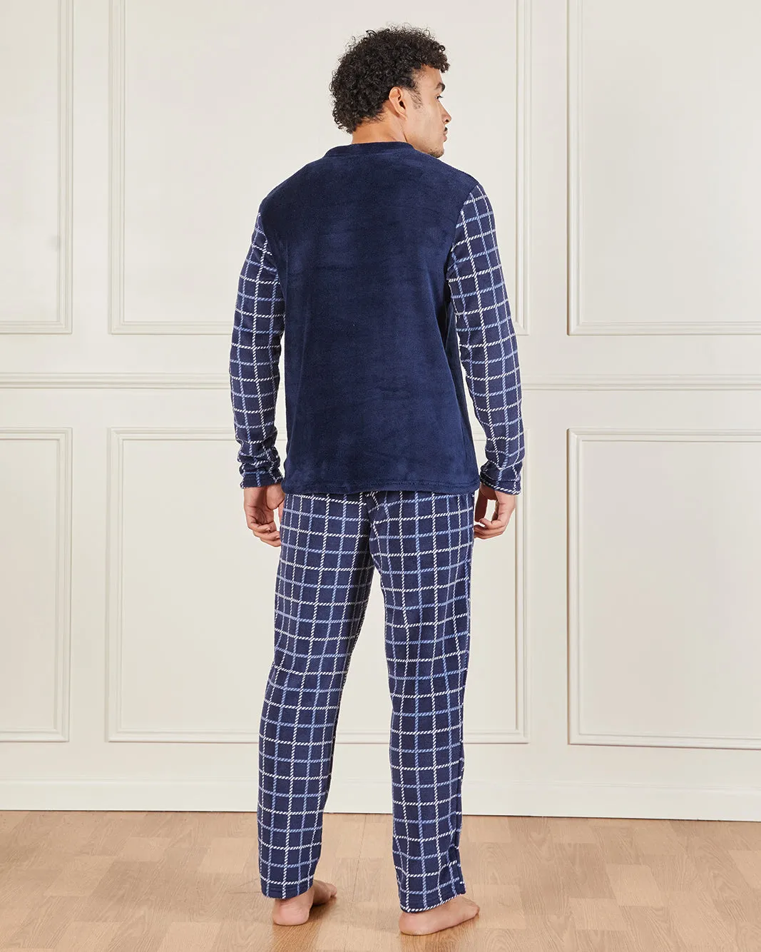 Men Navy Cosy Fleece Pyjama Set (2 Piece) sold by Redtag product image thumbnail 5