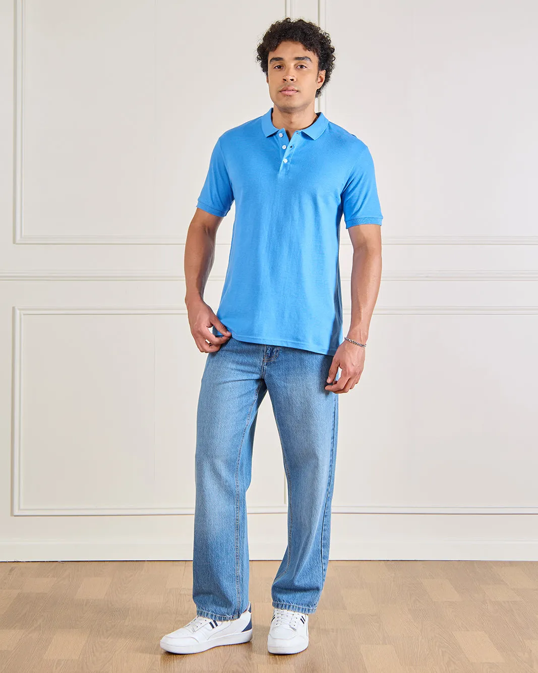 Men Blue Plain Polo Shirt sold by Redtag product image thumbnail 2