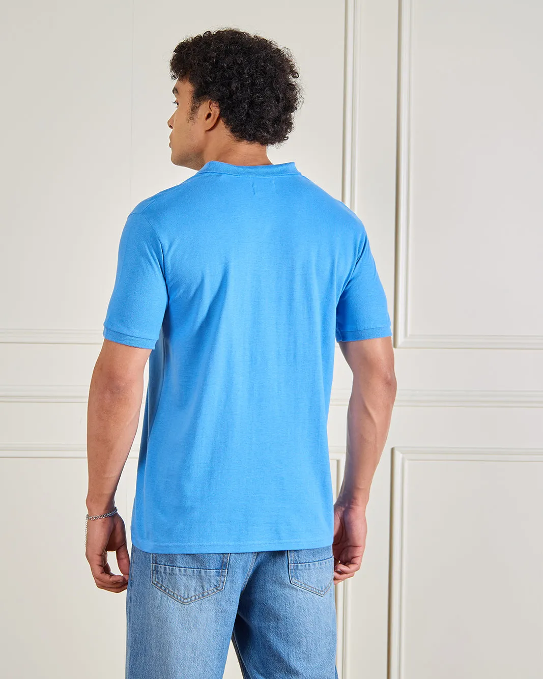 Men Blue Plain Polo Shirt sold by Redtag product image thumbnail 3