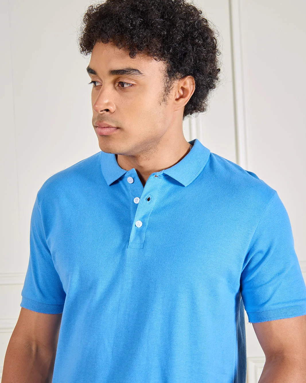 Men Blue Plain Polo Shirt sold by Redtag product image thumbnail 4