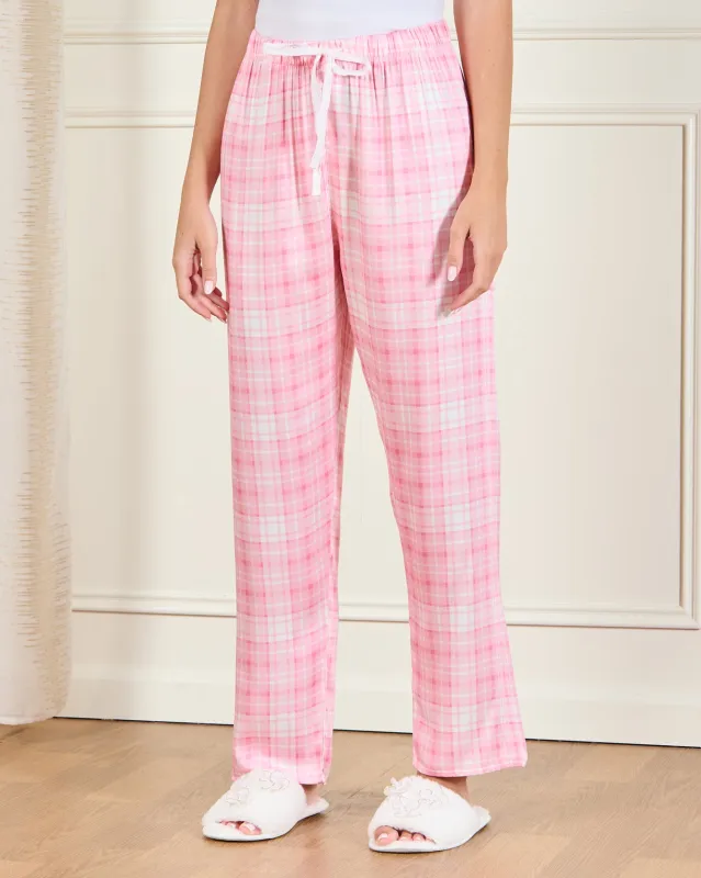 Women Pink Checkered Pyjama Bottom sold by Redtag