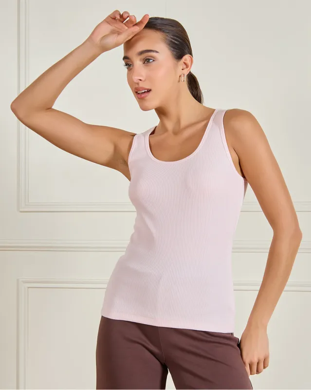 Women Pink Ribbed Vest sold by Redtag