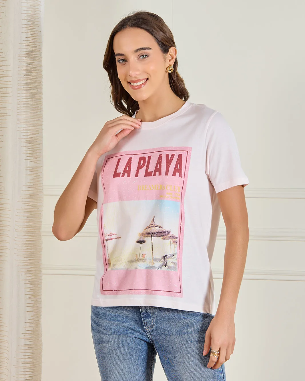 Women Pink Graphic T-Shirt sold by Redtag