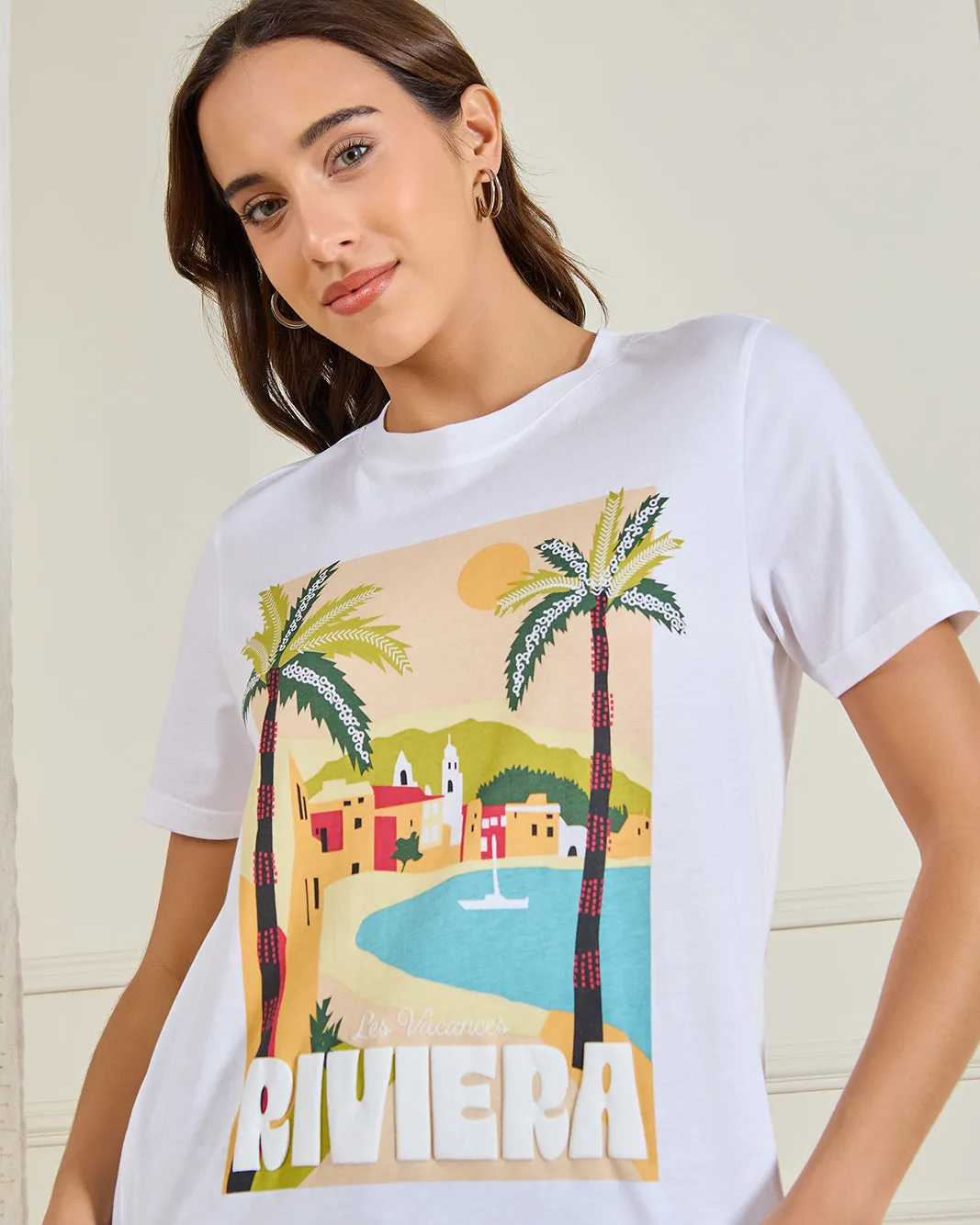 Women White Graphic T-Shirt sold by Redtag product image thumbnail 4