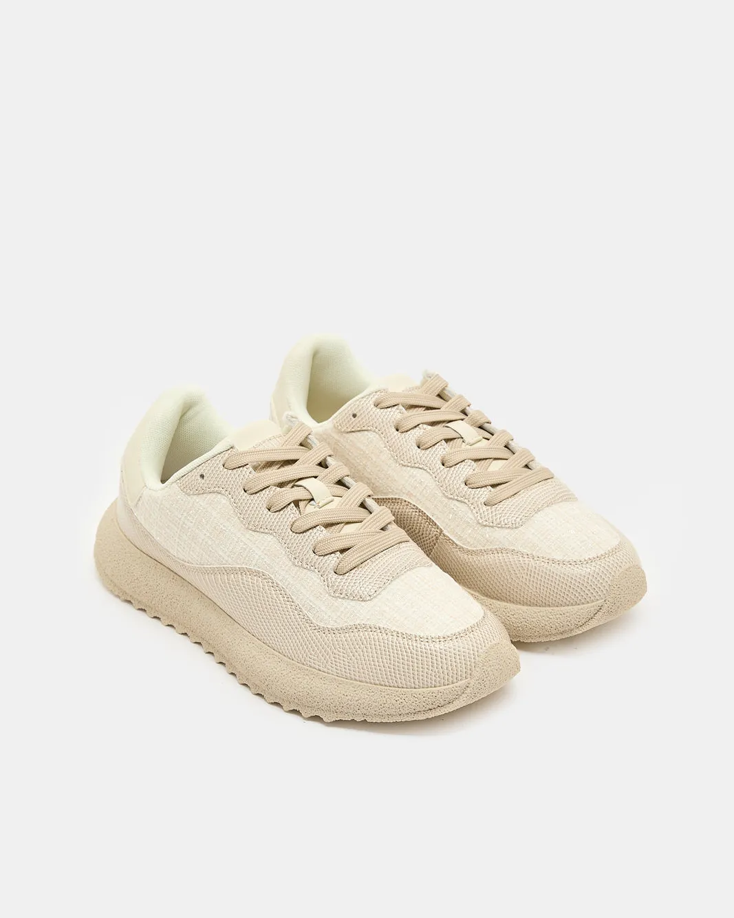 Women Beige Lace Up Jogger Sneakers sold by Redtag product image thumbnail 2