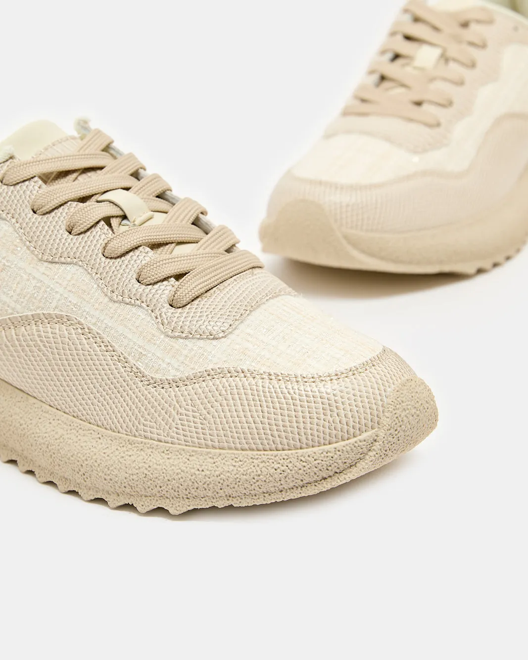 Women Beige Lace Up Jogger Sneakers sold by Redtag product image thumbnail 3