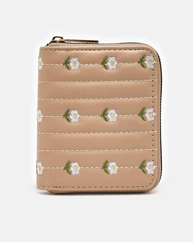 Women Beige Floral Quilted Purse sold by Redtag