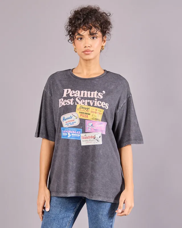 Women Charcoal Peanuts Oversized T-Shirt sold by Redtag