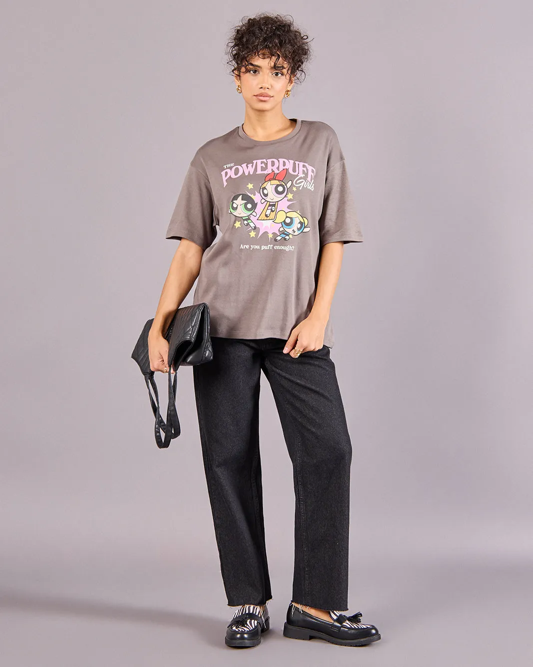 Women Charcoal Power Puff Oversized T-Shirt sold by Redtag product image thumbnail 2