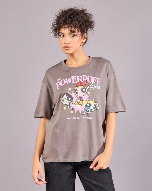 Women Charcoal Power Puff Oversized T-Shirt sold by Redtag