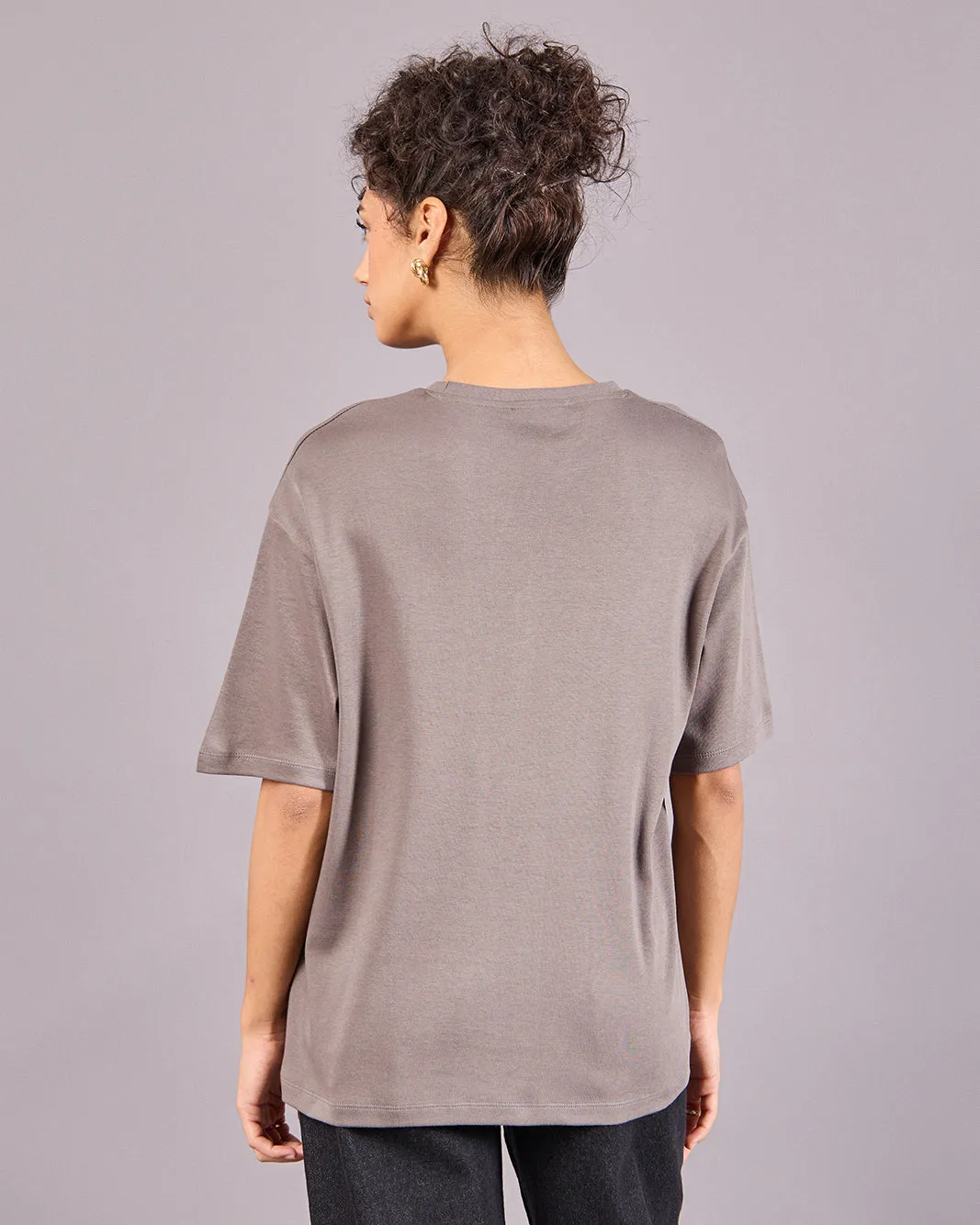 Women Charcoal Power Puff Oversized T-Shirt sold by Redtag product image thumbnail 3