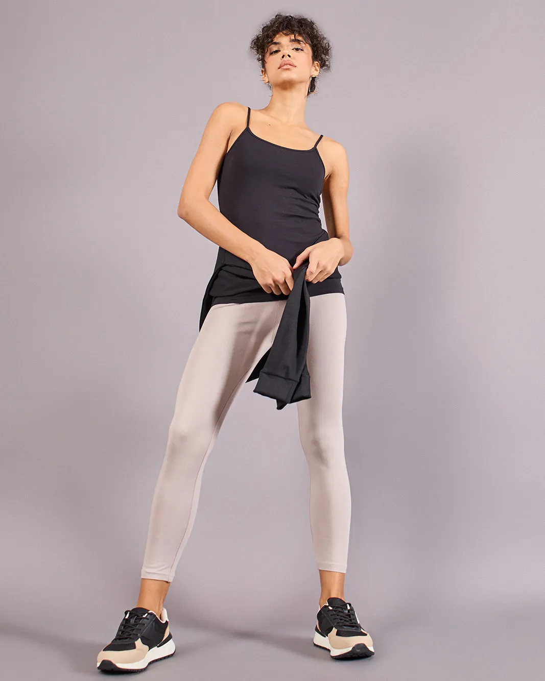 Women Taupe Solid Cropped Leggings sold by Redtag product image thumbnail 5