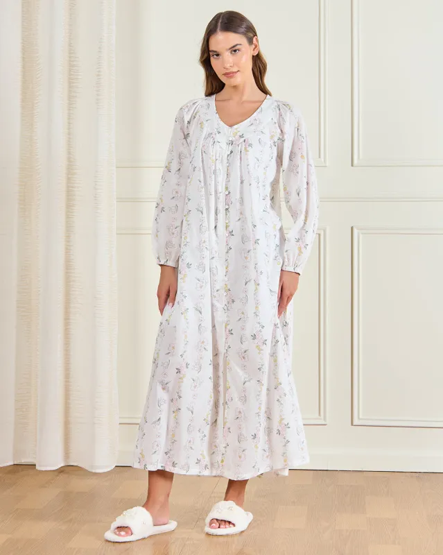 Women White V Neck Print Nightgown sold by Redtag