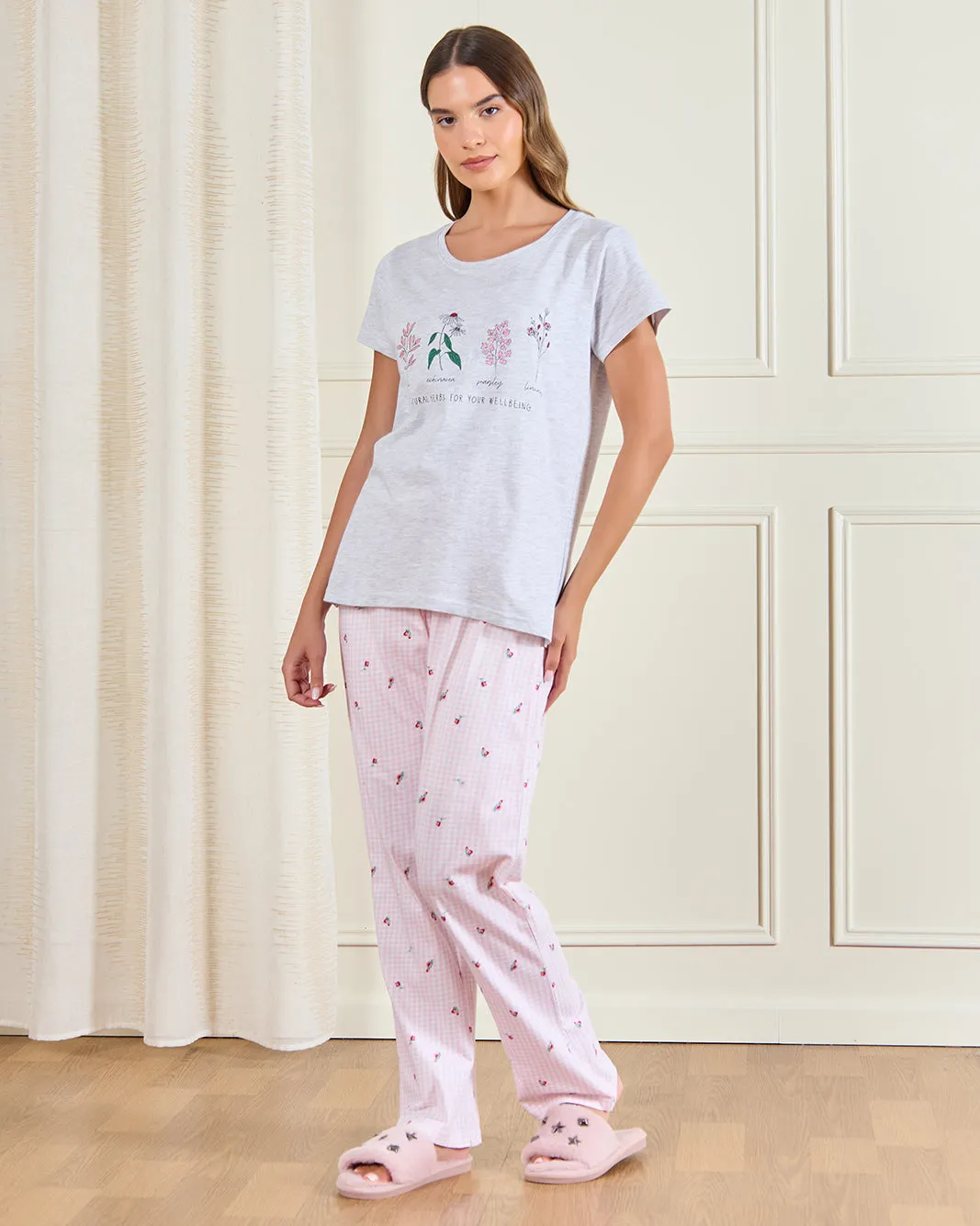 Women Pink Chest Print Pyjama Set (2 Piece) sold by Redtag