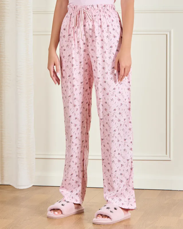 Women Pink Chest Print Pyjama Set (2 Piece) sold by Redtag