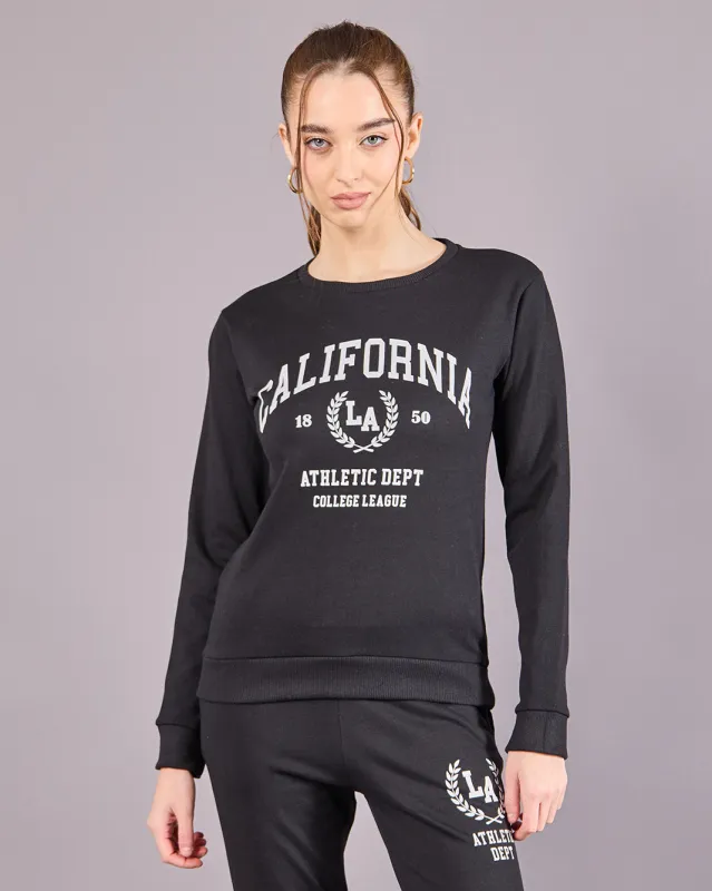 Women Black California Print Sweatshirt sold by Redtag