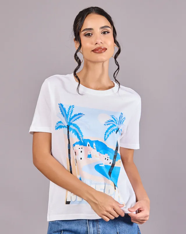 Women White Printed T-Shirt sold by Redtag