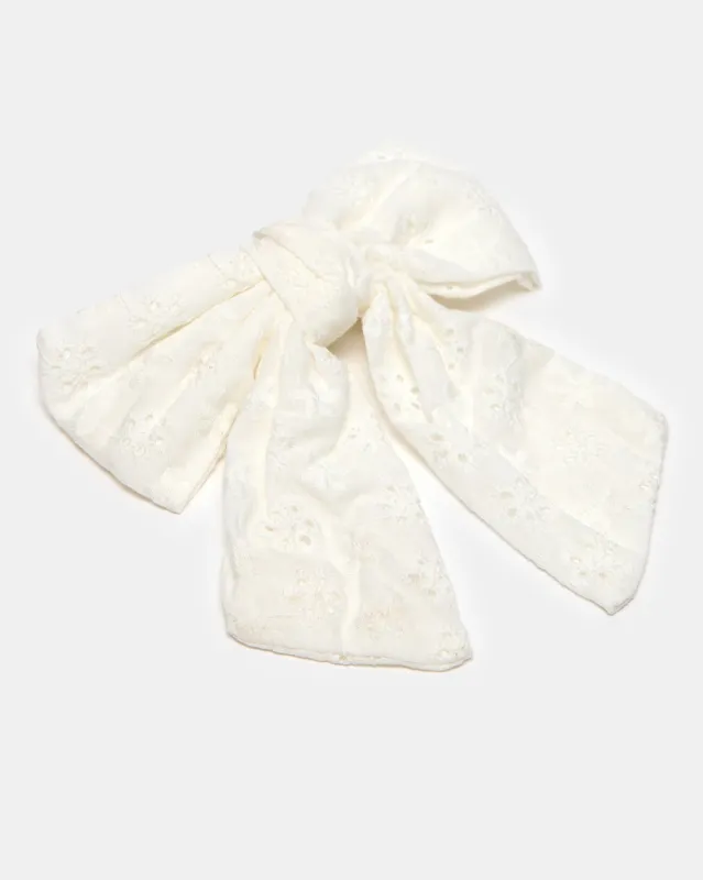 Women White Ribbon Hair Clip sold by Redtag
