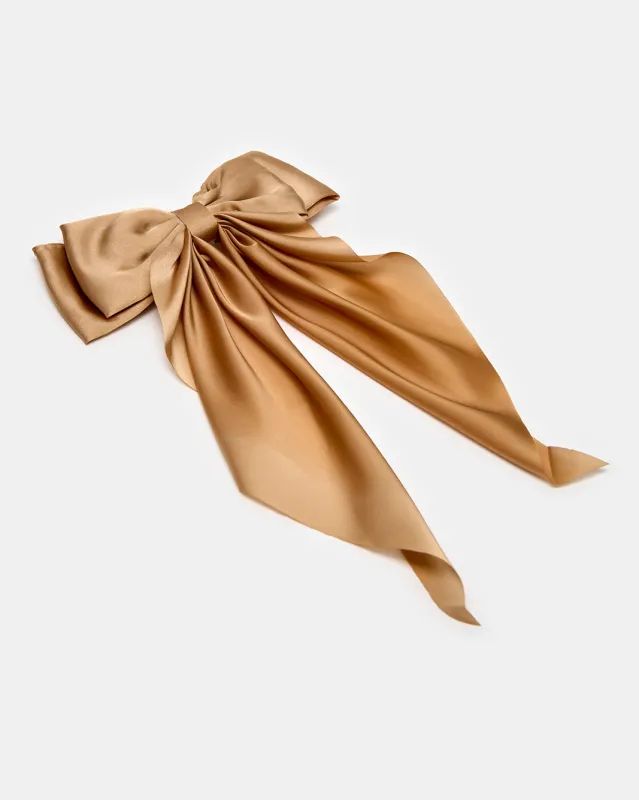 Women Gold Satin Bow Hair Clip sold by Redtag