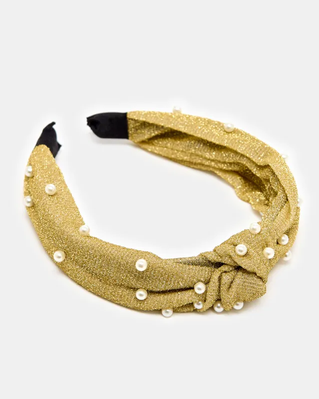 Women Gold Pearls Head Band sold by Redtag
